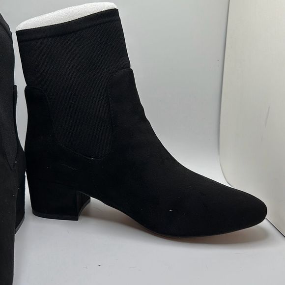 CUSHIONAIRE Women's block heel stretch boot with Memory Foam Padding 8 WIDE BLAC - Picture 6 of 7